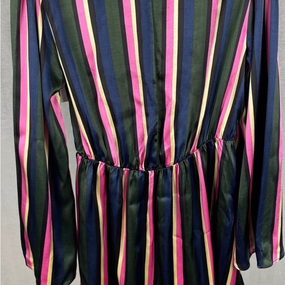 Top shop STRIPE PRINT MINI DRESS WITH TIE FRONT IN MULTI size 10 NWT - Picture 5 of 7